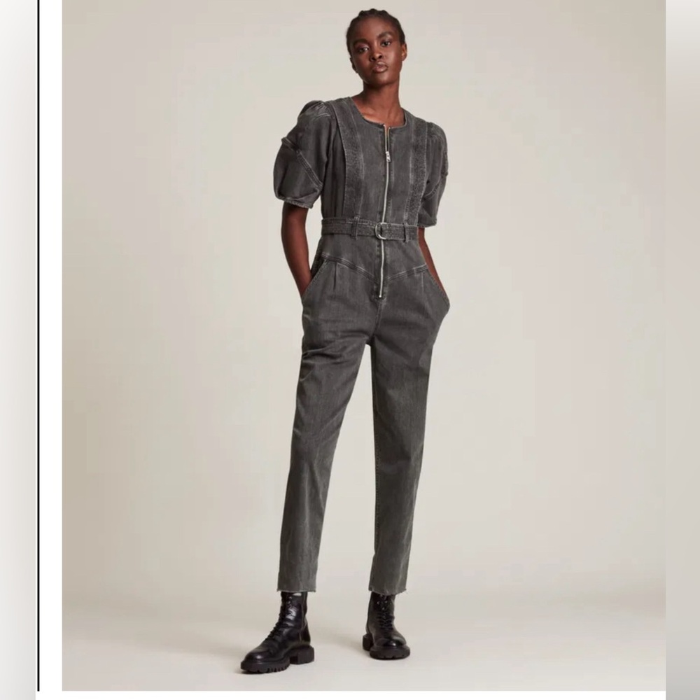 Revolve X All Saints Utility Denim Jumpsuit Dark gray Size - 4 like new